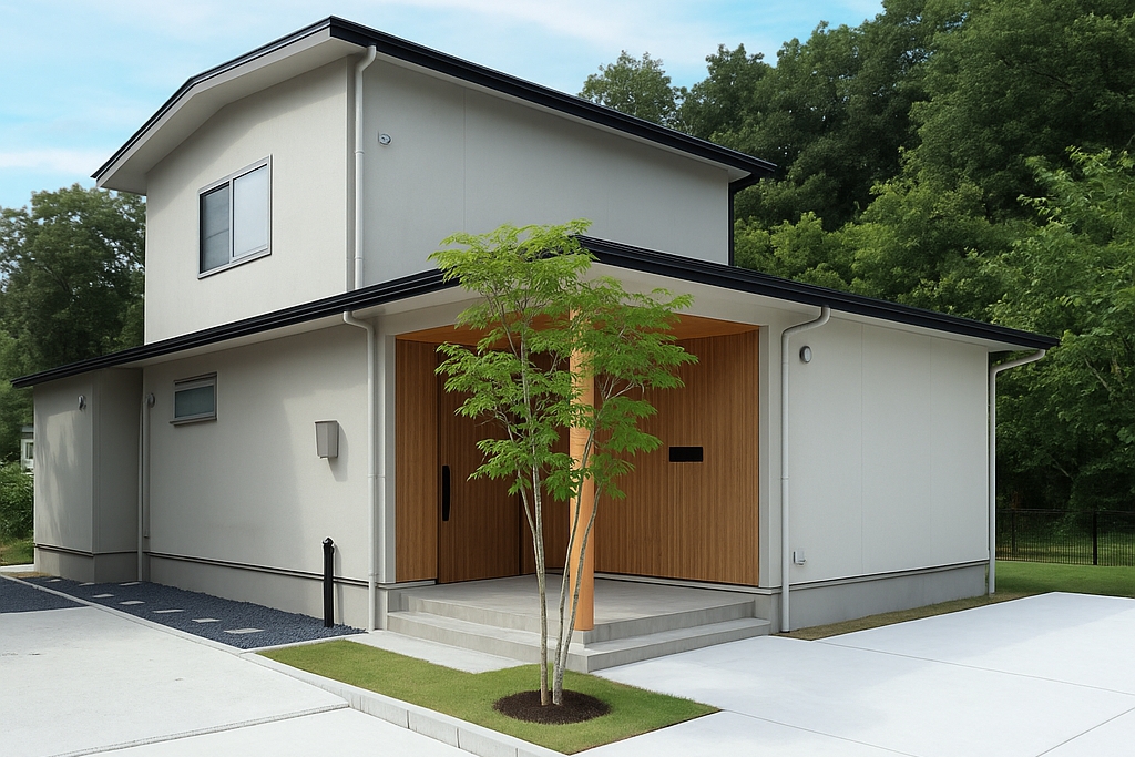 木立を眺める家